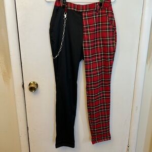 Hot Topic Pants Red Plaid/Black Size Small